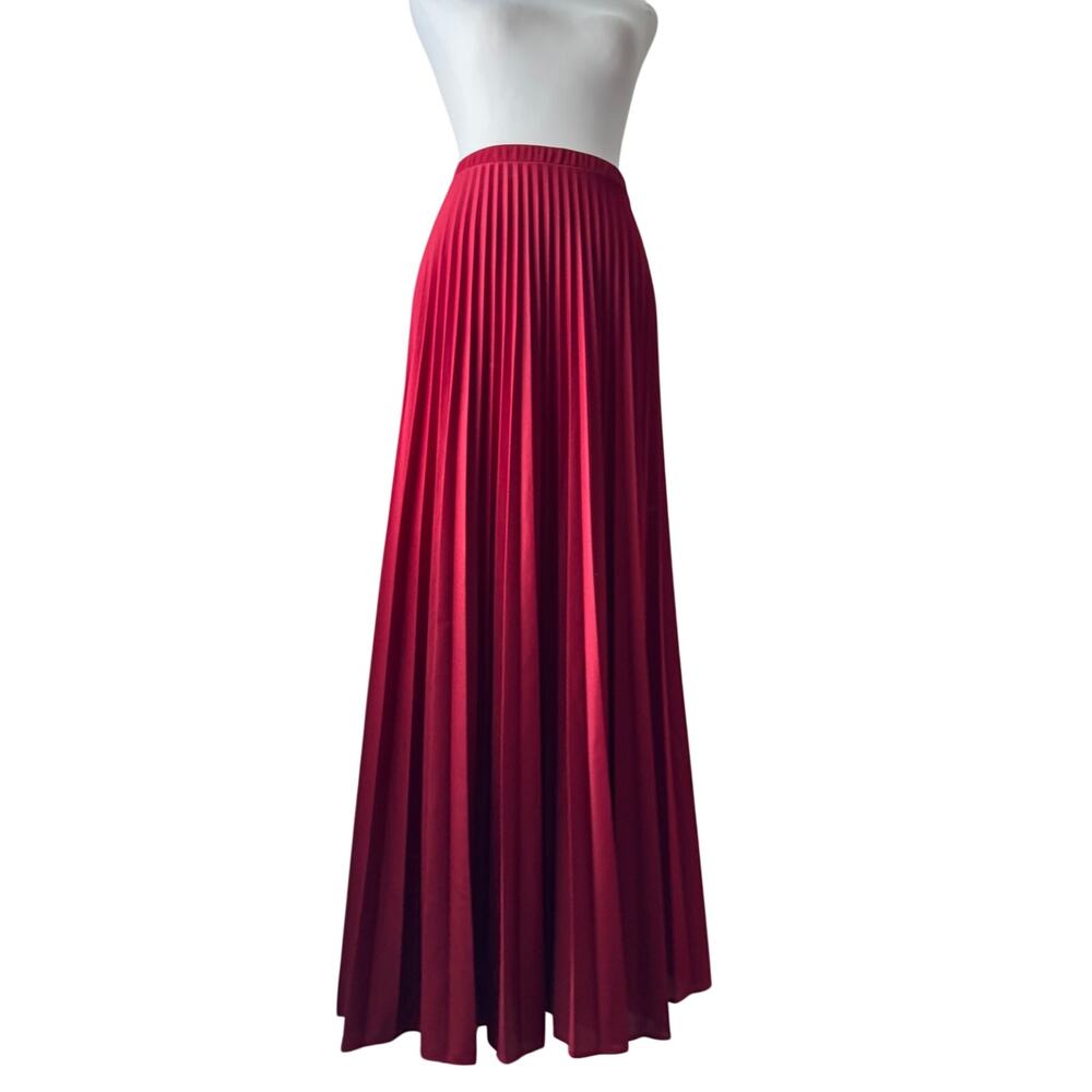 Vintage ‘70s Crimson Pleated A-Line Maxi Skirt